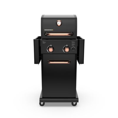 Image showing  Compact Propane Gas Cart Grill with Foldable Side Tables, 360 sq. in., Black/Copper