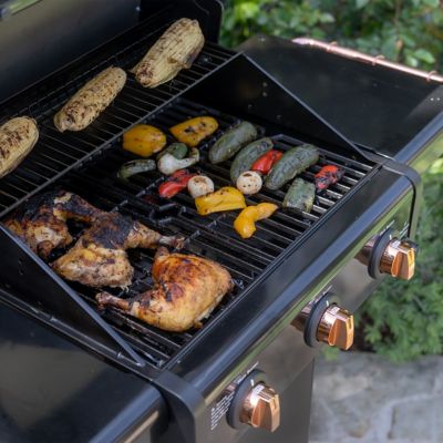 Image showing  Compact Propane Gas Cart Grill with Foldable Side Shelves, 512 sq. in., Black/Copper