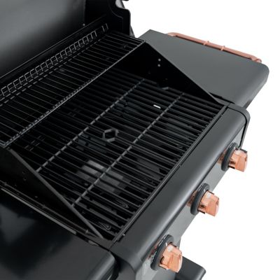 Image showing  Compact Propane Gas Cart Grill with Foldable Side Shelves, 512 sq. in., Black/Copper