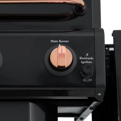 Image showing  Compact Propane Gas Cart Grill with Foldable Side Shelves, 512 sq. in., Black/Copper