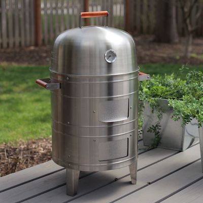 Image showing 9 th Americana 351 sq. in. Stainless Steel Charcoal Water Smoker