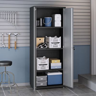 Image showing  74.8 in. Fortress Textured Metal Garage Cabinet with 4 Adjustable Shelves, Gray