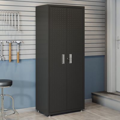 Image showing  Fortress Textured Metal Garage Cabinet with 4 Adjustable Shelves, Charcoal