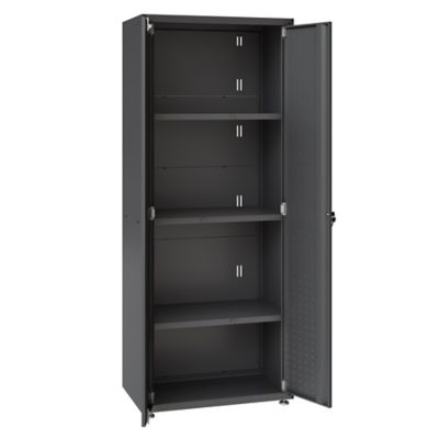 Image showing  Fortress Textured Metal Garage Cabinet with 4 Adjustable Shelves, Charcoal
