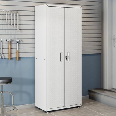Image showing  Fortress Textured Metal Garage Cabinet with 4 Adjustable Shelves, White