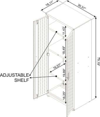 Image showing  Fortress Textured Metal Garage Cabinet with 4 Adjustable Shelves, White