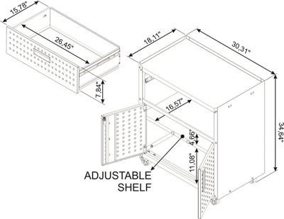 Image showing  31.5 in. Fortress Metal Garage Mobile Cabinet with 1 Full Extension Drawer and 2 Adjustable Shelves, Charcoal
