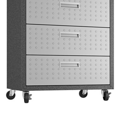 Image showing  31.5 in. Fortress Textured Metal Garage Mobile Chest with 3 Full Extension Drawers, Gray