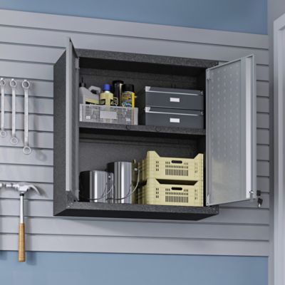 Image showing  Fortress 30 in. Floating Textured Metal Garage Cabinet with Adjustable Shelves, 5GMC