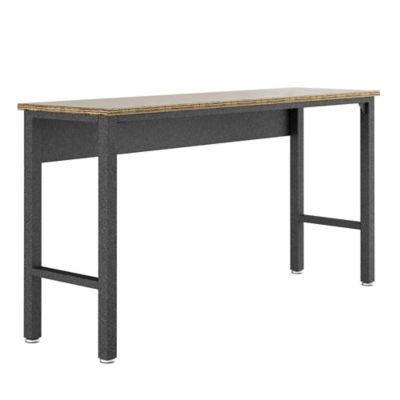 Image showing 6 th Manhattan Comfort Fortress Garage Table in Natural Wood and Steel, Gray