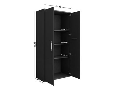 Image showing  73.43 in. Eiffel Modern Garage Cabinet with 4 Adjustable Shelves, Black