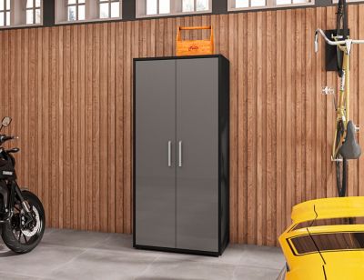 Image showing  73.43 in. Eiffel Modern Garage Cabinet with 4 Adjustable Shelves, Black/Grey