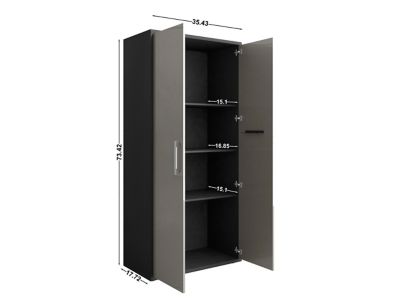 Image showing  73.43 in. Eiffel Modern Garage Cabinet with 4 Adjustable Shelves, Black/Grey