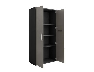 Image showing  73.43 in. Eiffel Modern Garage Cabinet with 4 Adjustable Shelves, Black/Grey
