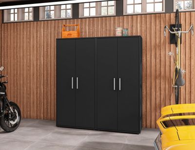 Image showing  Eiffel Modern Garage Cabinet with 4 Adjustable Shelves, Set of 2, Matte Black