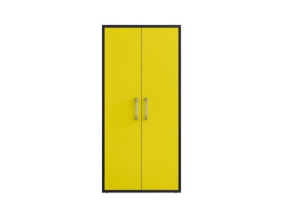 Image showing  Eiffel Modern Garage Cabinet with 4 Adjustable Shelves, Set of 2, Black/Yellow