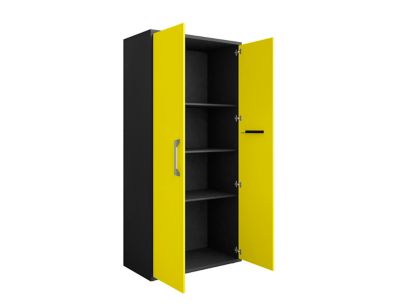 Image showing  Eiffel Modern Garage Cabinet with 4 Adjustable Shelves, Set of 2, Black/Yellow