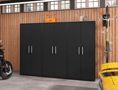 Image showing  Eiffel Modern Garage Cabinet with 4 Adjustable Shelves, Set of 3, Matte Black