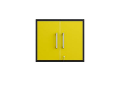 Image showing  Eiffel Floating Modern Garage Storage Cabinet with Lock and Key, Set of 3, Black/Yellow