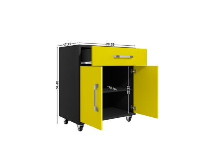 Image showing  Eiffel Mobile Modern Garage Storage Cabinet with 1 Drawer, Setof 2, Black/Yellow