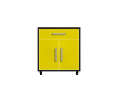 Image showing  Eiffel Mobile Modern Garage Storage Cabinet with 1 Drawer, Setof 2, Black/Yellow