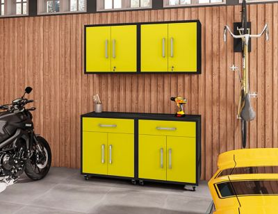 Image showing  Eiffel 4 pc. Modern Garage Storage Set, Matte Black/Yellow