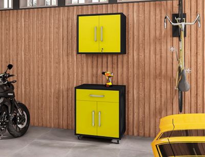 Image showing  Eiffel 2 pc. Storage Modern Garage Set, Matte Black/Yellow