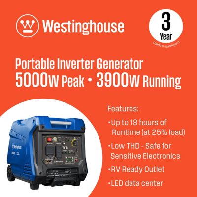 Image showing  5,000/3,900-Watt Gasoline Powered Portable Inverter Generator, CO Sensor, RV-Ready