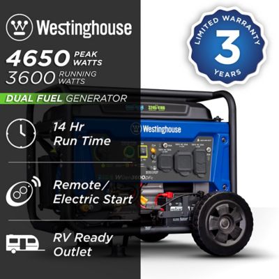 Image showing  4,650/3,600-Watt Dual-Fuel Portable Generator, Remote Electric Start, RV-Ready Outlet with CO Sensor
