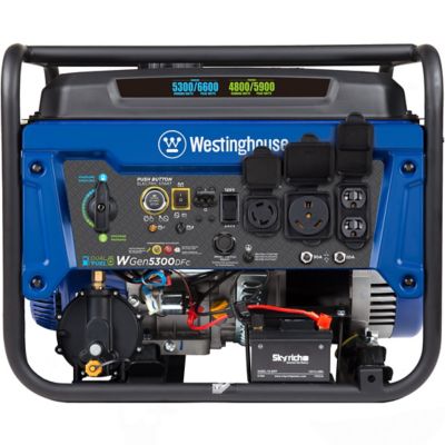 Image showing 7 th Westinghouse 6,600/5,300-Watt Dual-Fuel 6600 Home Backup Watt Portable Generator, Remote Electric Start, CO Sensor