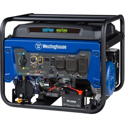 Image showing 8 th Westinghouse 6,600/5,300-Watt Dual-Fuel 6600 Home Backup Watt Portable Generator, Remote Electric Start, CO Sensor