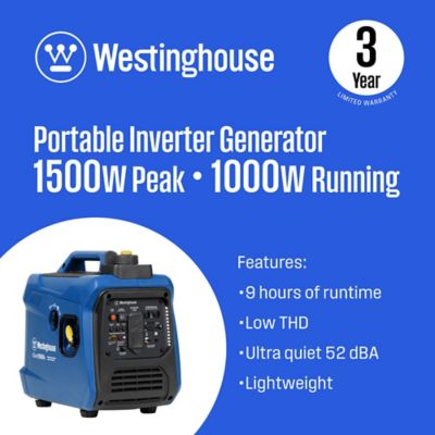 Image showing  1,500/1,000-Watt Gasoline Powered Portable Inverter Generator, Super Quiet, Lightweight, CO Sensor