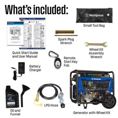 Image showing 9 th Westinghouse 12,500/9,500-Watt Tri-Fuel Portable Generator, CO Sensor, Gas/Propane/Natural Gas