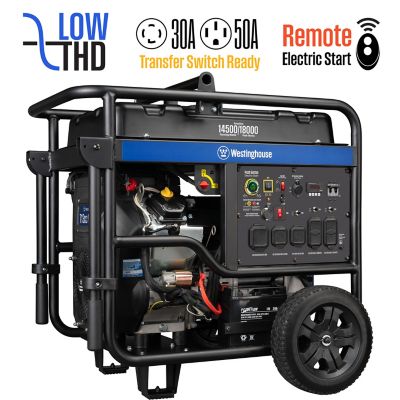 Westinghouse 18,000/14,500-Watt Gasoline Powered Home Backup Portable Generator, Electric Start, CO Sensor