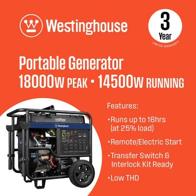 Image showing  18,000/14,500-Watt Gasoline Powered Home Backup Portable Generator, Electric Start, CO Sensor