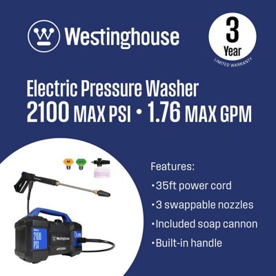 Image showing  2,100 Max PSI 1.76 GPM Electric Cold Water Pressure Washer, Foam Cannon