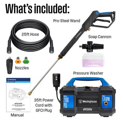 Image showing  2,100 Max PSI 1.76 GPM Electric Cold Water Pressure Washer, Foam Cannon
