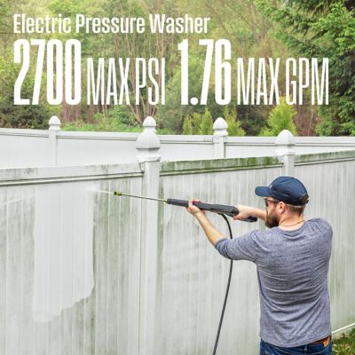 Image showing  2,700 Max PSI 1.76 GPM Electric Cold Water Pressure Washer with 5 Nozzles and Soap Tank