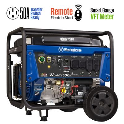 Westinghouse 12,500/9,500-Watt Gasoline Powered Portable Generator, CO Sensor, Remote Electric Start