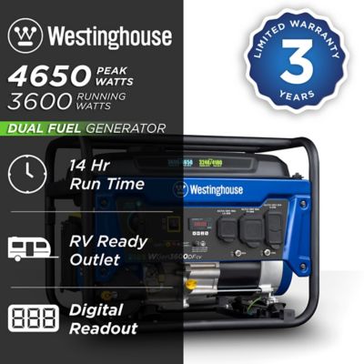 Image showing  4,650/3,600-Watt Dual-Fuel Portable Generator, RV-Ready, CO Sensor