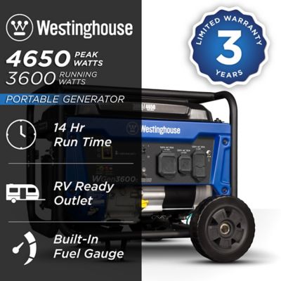 Image showing  4,650/3,600-Watt Gasoline Powered Portable Generator, CO Sensor, RV-Ready Outlet
