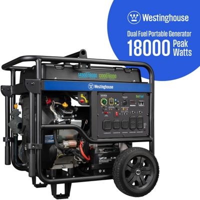 Westinghouse 15,000W Dual Fuel Portable Generator, Gas or Propane, Home Backup, CO Sensor