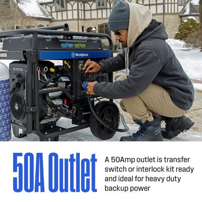Image showing 7 th Westinghouse 18,000/14,500 W Dual-Fuel Portable Generator, Gas/Propane, Home Backup, CO Sensor