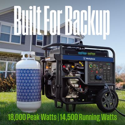 Image showing 8 th Westinghouse 18,000/14,500 W Dual-Fuel Portable Generator, Gas/Propane, Home Backup, CO Sensor