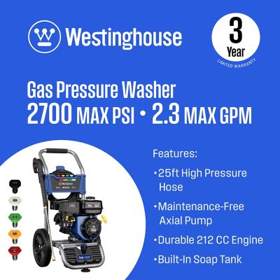 Image showing  2,700-PSI 2.3 GPM Gas Cold Water Pressure Washer with 5 Nozzles & Soap Tank