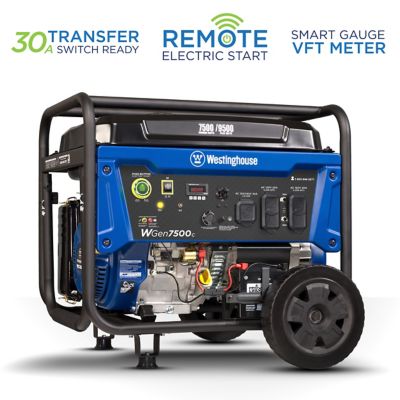 Westinghouse 9,500/7,500-Watt Gasoline Powered Home Backup Portable Generator, Transfer Switch Ready, CO Sensor