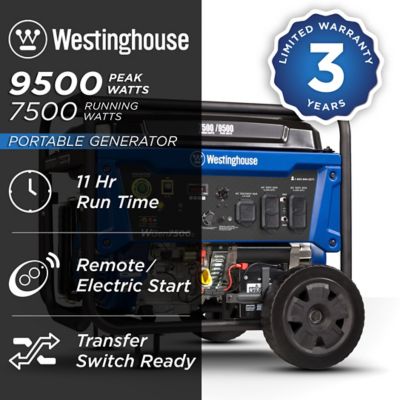 Image showing  9,500/7,500-Watt Gasoline Powered Home Backup Portable Generator, Transfer Switch Ready, CO Sensor