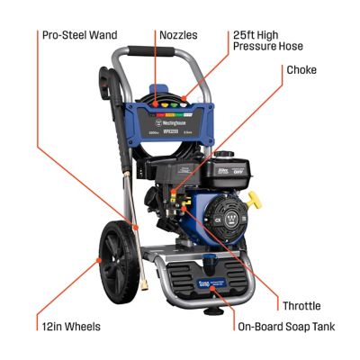 Image showing  3,200 PSI 2.5 GPM Gas Cold Water Pressure Washer with 5 Nozzles and Soap Tank