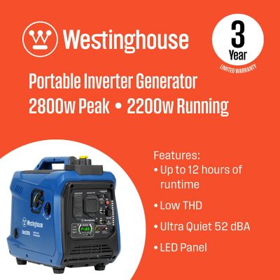 Image showing  2,800/2,200-Watt Gasoline Powered Portable Inverter Generator, CO Sensor