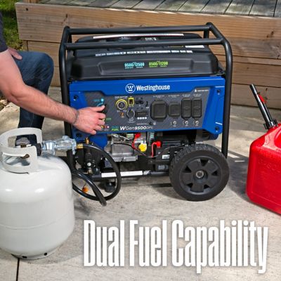 Image showing 8 th Westinghouse 12,500/9,500 W Dual-Fuel Portable Generator, Gas/Propane, CO Sensor